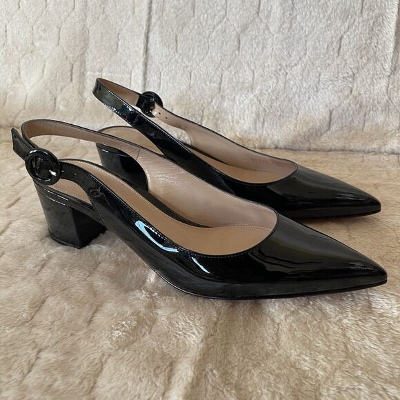 Gianvito Rossi Women's Black Patent Leather Slingback Pumps EU 37 1/2 US 7 $695 - Picture 2 of 16